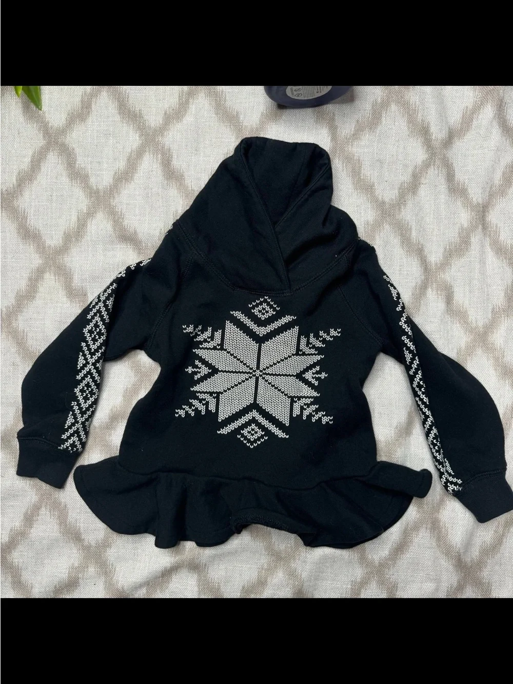 Ralph Lauren Girls 4T Black Nordic Snowflake Funnel Neck Peplum Sweatshirt